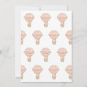 アップと遠くにバラホットエアバルーン女の子ベビーシャワー 招待状 (裏面)