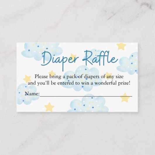 アップと雲とスター遠くにおむつラッフル エンクロージャーカード (正面)