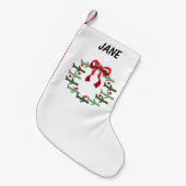 アップアップおよび遠くにリースストッキング スモールクリスマスストッキング (正面 (吊り時))