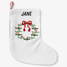 アップアップおよび遠くにリースストッキング スモールクリスマスストッキング