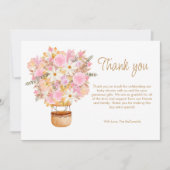 アップアップとピンクの遠くにフローラバルーンベビーシャワー サンキューカード (正面)