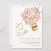 アップアップとピンクの遠くにフローラバルーンベビーシャワー サンキューカード (正面)