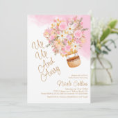 アップアップとピンクの遠くにフローラバルーンベビーシャワー 招待状 (スタンド正面)