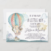 アップアップと動物遠くにマスク赤ちゃんシャワー招待状 招待状 (正面)