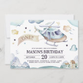 アップアップと水遠くに色ヘリコプター誕生日 招待状 (正面)