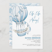 アップアップと熱遠くに気球の赤ちゃんシャワー 招待状 (正面/裏面)