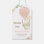 アップアップと熱遠くに気球ピンクの赤ちゃんシャワー ギフトタグ (正面)