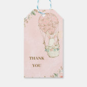 アップアップと熱遠くに気球ピンクの赤ちゃんシャワー ギフトタグ (裏面)