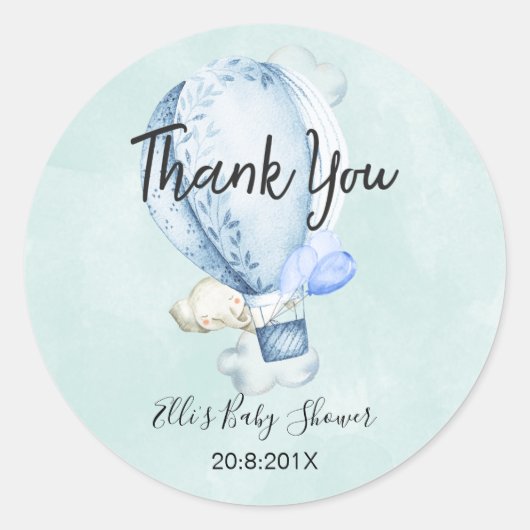 アップアップと象遠くにの赤ちゃんシャワーシール ラウンドシール (正面)