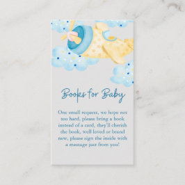 アップアップと遠くにイエローグレーの飛行機のベビー エンクロージャーカード