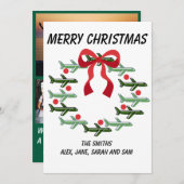 アップアップと遠くにリースクリスマスカード 招待状 (正面/裏面)