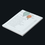 アップアップと遠くにヴィンテージホットエアバルーン親クイズ ノートパッド<br><div class="desc">Up Upと遠くにヴィンテージホットエアバルーンをテーマにしたベビースワーナー用のおもしろいゲームで頼、このメモ帳は簡単機能を備えており、事前に親に質問のリストとシートを引き裂き、パーティーゲストに賞品を獲得した人を見るためにクイズを行う。編集可能な名前と与え質問あなた自身のスピンをゲームにユニーク置く方法がある。</div>