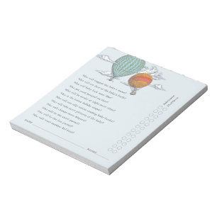 アップアップと遠くにヴィンテージホットエアバルーン親クイズ ノートパッド