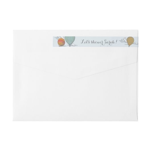 アップアップと遠くにヴィンテージ熱気球ラップ ラップアラウンドラベル (裏面)