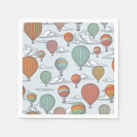 アップアップと遠くにヴィンテージ熱気球 スタンダードカクテルナプキン (正面)