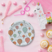 アップアップと遠くにヴィンテージ熱気球 ペーパープレート (パーティー)