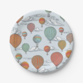 アップアップと遠くにヴィンテージ熱気球 ペーパープレート (正面)