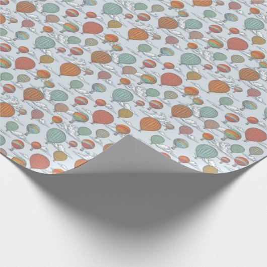 アップアップと遠くにヴィンテージ熱気球 ラッピングペーパー (角)