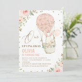 アップアップと遠くに熱気球の最初の誕生日インビ 招待状 (スタンド正面)