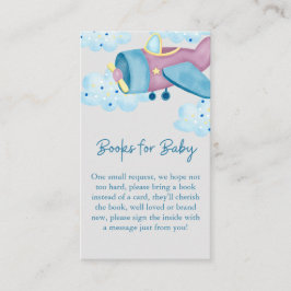 アップアップと遠くに紫のグレーの飛行機のベビー エンクロージャーカード