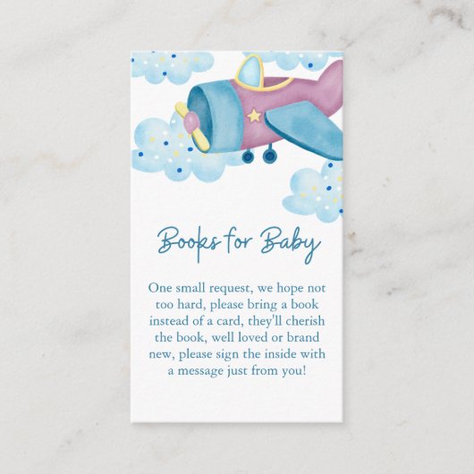 アップアップと遠くに紫の飛行機のベビー エンクロージャーカード (正面)