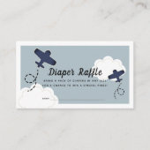 アップアップ&飛行機遠くにブルーおむつラッフルチケット エンクロージャーカード (正面)