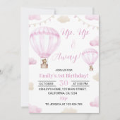 アップアンドエア遠くにバルーン誕生日招待状 招待状 (正面)
