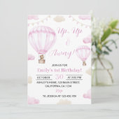 アップアンドエア遠くにバルーン誕生日招待状 招待状 (スタンド正面)