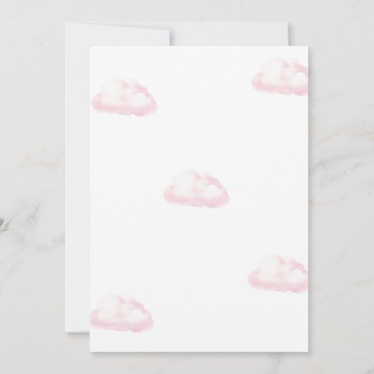 アップアンドガール遠くにピンクホットエアバルーン赤ちゃんシャワー 招待状 (裏面)