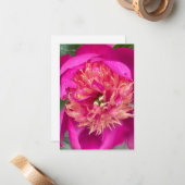 アップクローズ熱ピンク牡丹 ノートカード (正面/裏面インサイチュ)