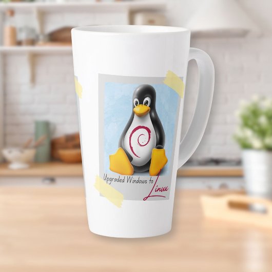 アップグレードされたWindows Debian Linux Tux カフェラテマグ