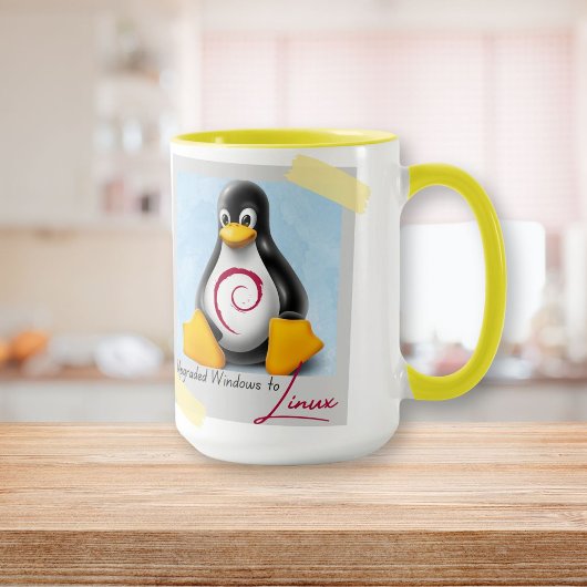 アップグレードされたWindows Debian Linux Tux マグカップ