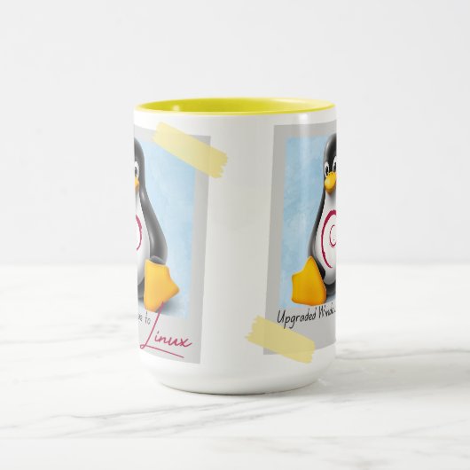 アップグレードされたWindows Debian Linux Tux マグカップ (中央)