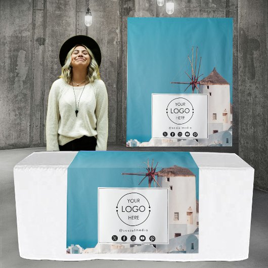 アップショップテーブポップ・アートのルランナーバナーロゴトラベルフォト タペストリー