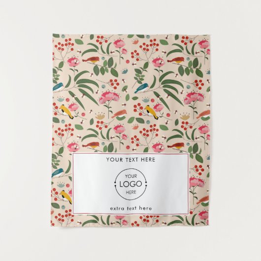 アップショップテーブポップ・アートのルランナーバナーロゴフローラ鳥 タペストリー (正面)