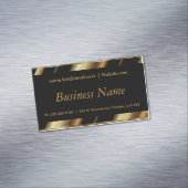 アップスケールのブラック&金ゴールド対角ストライプ線 マグネット名刺 (インサイチュ)