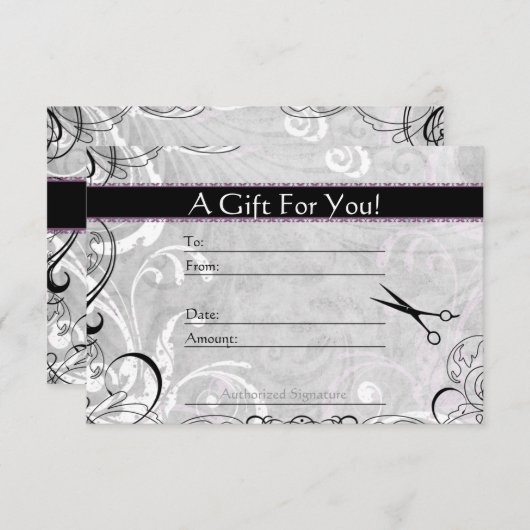 アップスケールの渦巻き旋回とフラワーズサロンギフトカード (正面/裏面)