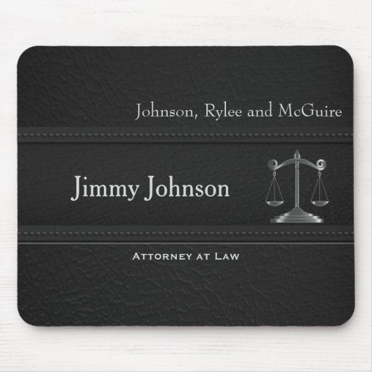 アップスケールブラックレザー – 弁護士デザイン マウスパッド (正面)