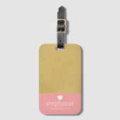 アップスケールモダンハートモノグラム付きカラーブロック ラゲッジタグ (正面縦)