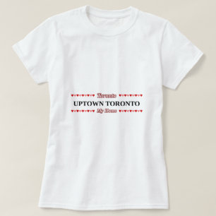 アップタウンのトロント-私の家(ピンク及び赤いハート) Tシャツ