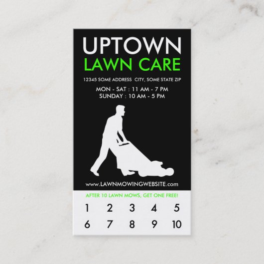 アップタウンの芝生の心配のパンチカード ロイヤリティカード (正面)