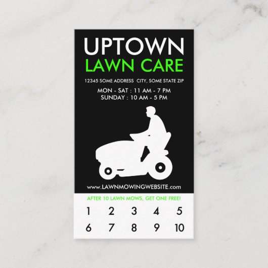 アップタウンの芝生の心配はプログラムに報酬を与えます ロイヤリティカード (正面)