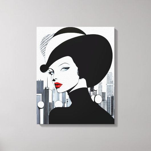 アップタウンエレガントガールニューヨークハイソサエティ キャンバスプリント (正面)