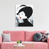 アップタウンエレガントガールニューヨークハイソサエティ キャンバスプリント (インサイチュ (リビング))