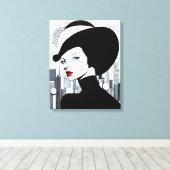 アップタウンエレガントガールニューヨークハイソサエティ キャンバスプリント (インサイチュ (ウッドフロア))