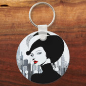 アップタウンエレガントガールニューヨークハイソサエティ キーホルダー (正面)