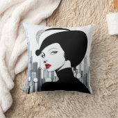 アップタウンエレガントガールニューヨークハイソサエティ クッション (ブランケット)