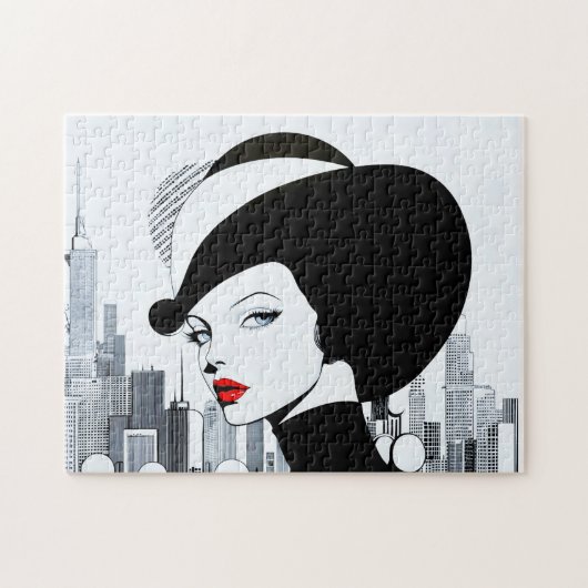 アップタウンエレガントガールニューヨークハイソサエティ ジグソーパズル (横)