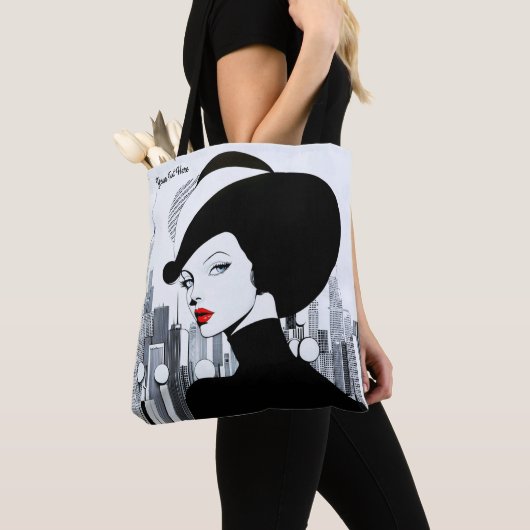 アップタウンエレガントガールニューヨークハイソサエティ トートバッグ (クローズアップ)