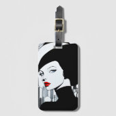 アップタウンエレガントガールニューヨークハイソサエティ ラゲッジタグ (正面縦)